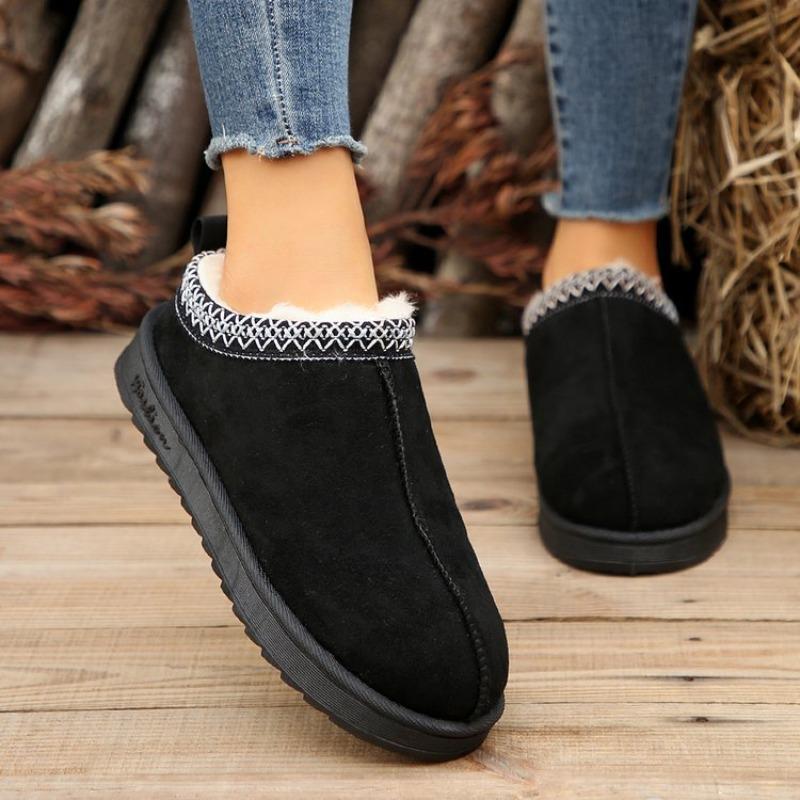 Foreign trade new cloth short tube thick-soled snow boots women's one-pedal warm lazy half-tray cotton shoes