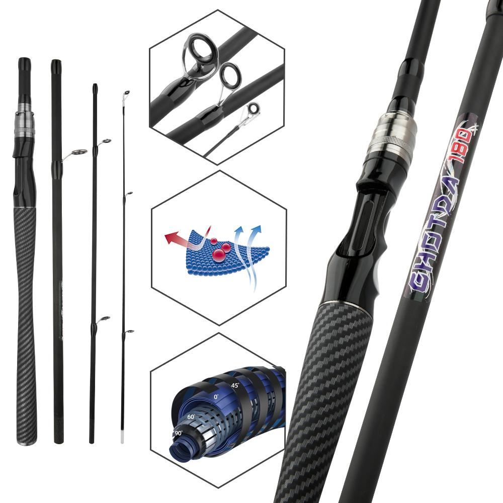Portable 4 Section 5 Section Fishing Rod 1.8m 2.1m Carbon Fiber Fishing Rod Spinning Rod Carp Fishing Tackle