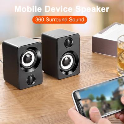 1 pár počítačového reproduktoru USB napájený 3,5MM plug Stereo zvuk Hluboké basy Přenosný mini kabelový notebook, stolní PC, ozvučení subwoofer