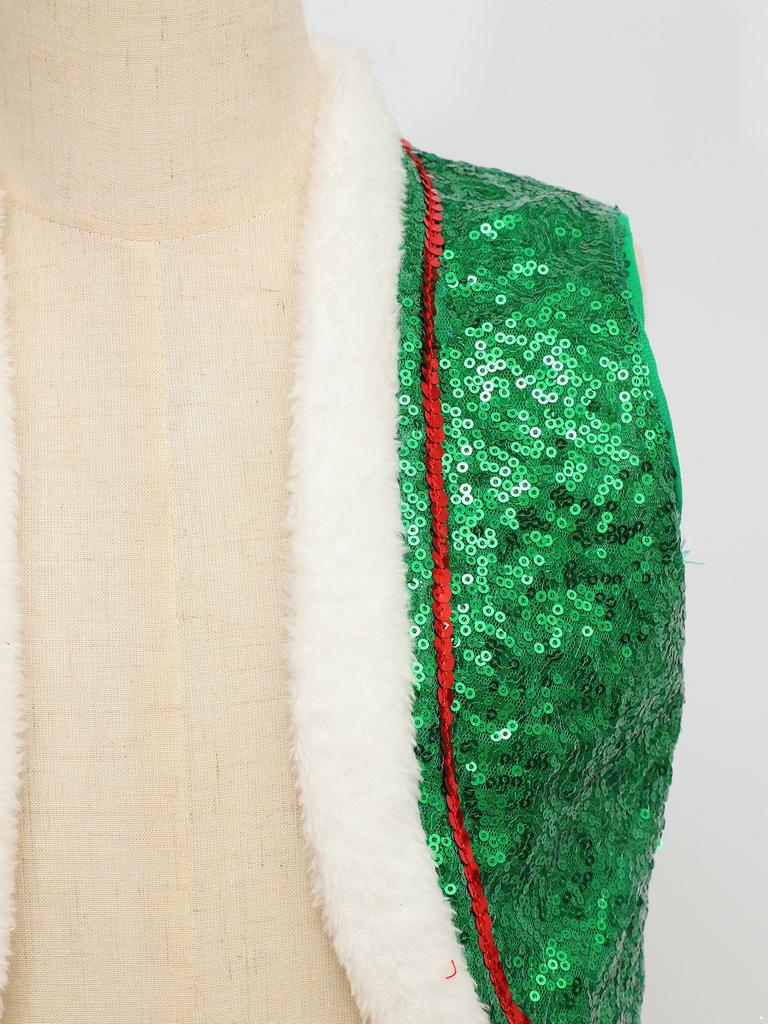 Boys Girls Circus Dance Waistcoat Kids Sleeveless Santa Elf Vest for Christmas Halloween Performance