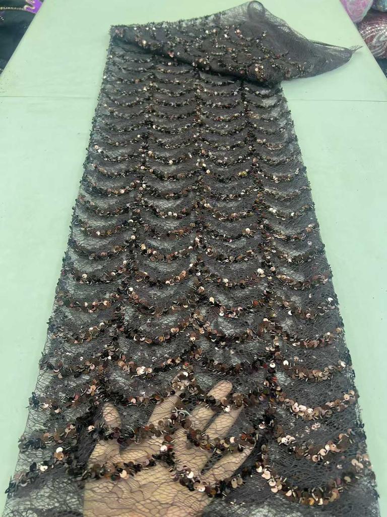 African Lace Fabric 2026 High Quality Lace with Sequins Mesh French Tull Lace Fabric for Wedding Nigerian Lace Fabrics Material
