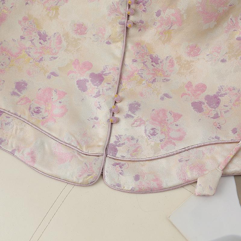 Modern Chinese-Style Reversible Cross-Collar Vest - Trendy Mother's Day Floral Slim-Fit