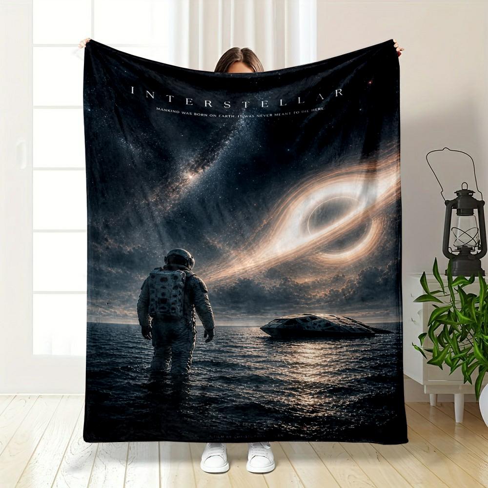Astronaut Space Scene with Black Hole Art Warm blanket Flannel blanket for bedroom, living room, sofa, and nap sofas