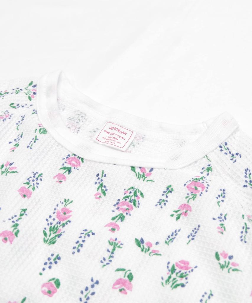 Morgan Waffle Floral Long Sleeve Crew White Size F J.E. Women's T-Shirt (Packed)