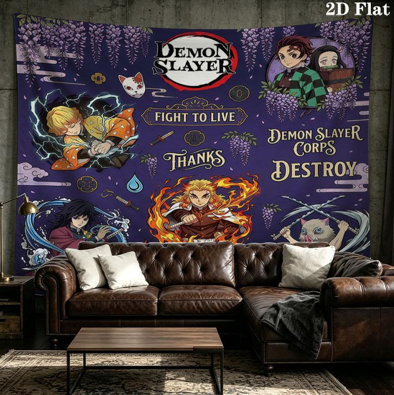 Arazzo da Parete Demon Slayer Appeso Estetico alla Parete Coperta in Tessuto Stampato Arazzi Decorativi per Camera da Letto Soggiorno Decorazione per la Casa