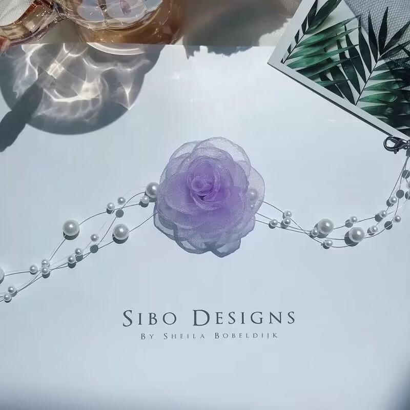 French Romantic Black And White Choker Flower Pearl Necklace Female Summer Collarbone Chain Fairy Neck Chain Year