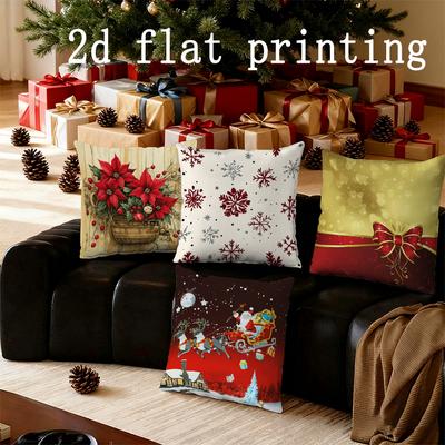 Home Decor Christmas-themed Digital Printed Pillow Covers Pattern Cushion Cover Suitable for Sofa Bedroom Car Pillow Cover