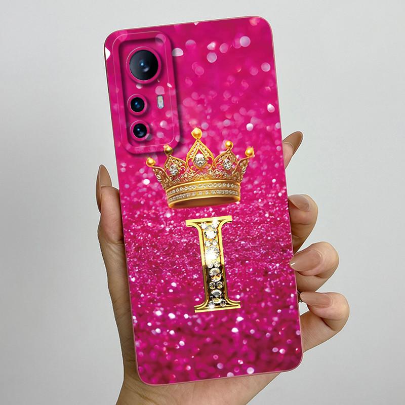 For Xiaomi 12 Lite Case Xiaomi 12T Pro 5G Casing Crown Letter Couple Phone Case Soft Liquid Silicone Lens Protective Back Cover