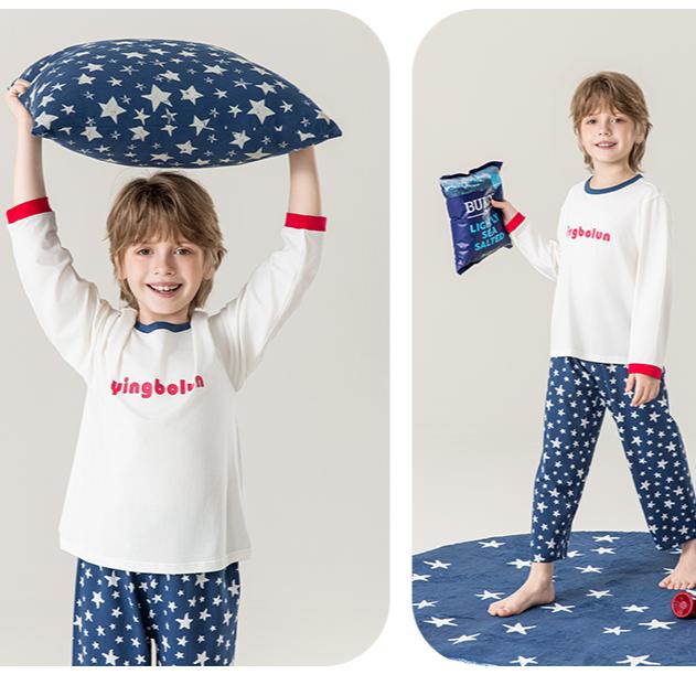 Yingbolun's 26th Summer New Boys' Long Sleeved Pants Lycra Cotton Set A-class Home Clothes