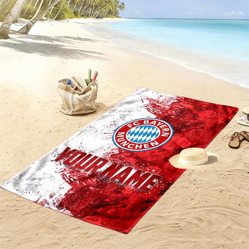 Benutzerdefiniertes FC Bayern München Druck Strandtuch, Großes Weiches Schnelltrocknendes Handtuch für Strand Camping Schwimmen