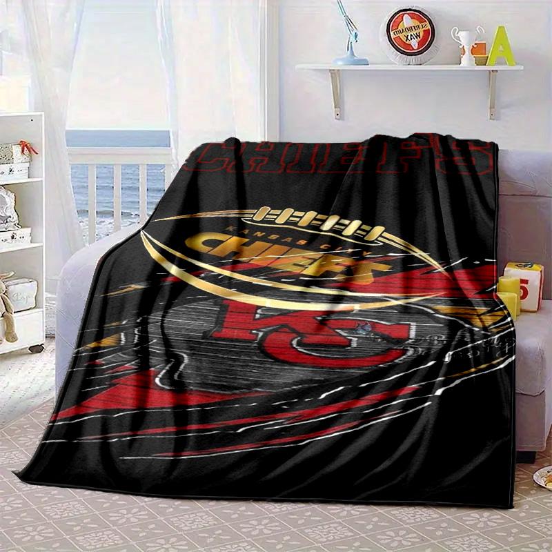 Kansas Chiefs Logo Portable Blanket/Soft Blanket Bedding Blanket Suitable for Travel Camping Living Rooms Offices Sofas Fan Gifts