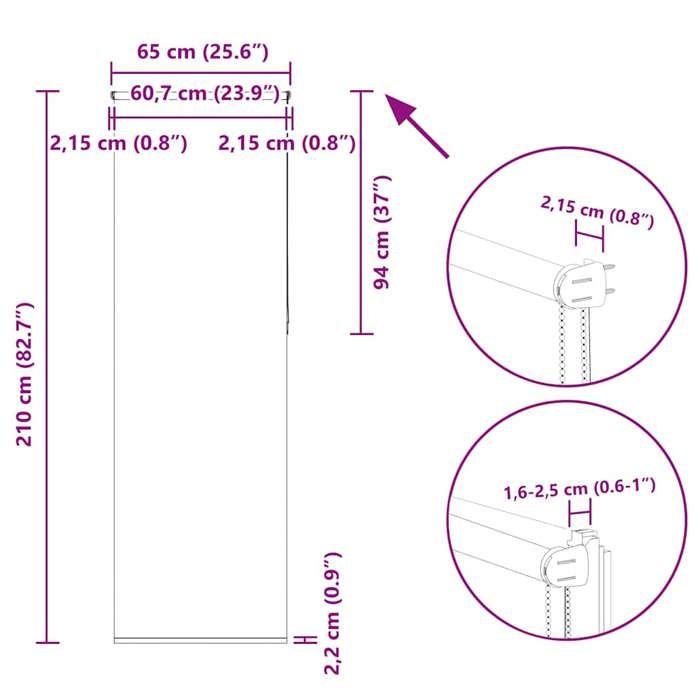 VidaXL Roller Blind Blackout Off-white 65x210cm Fabric Width, Day and Night Blind, Kitchen Blind, Blind 4011693