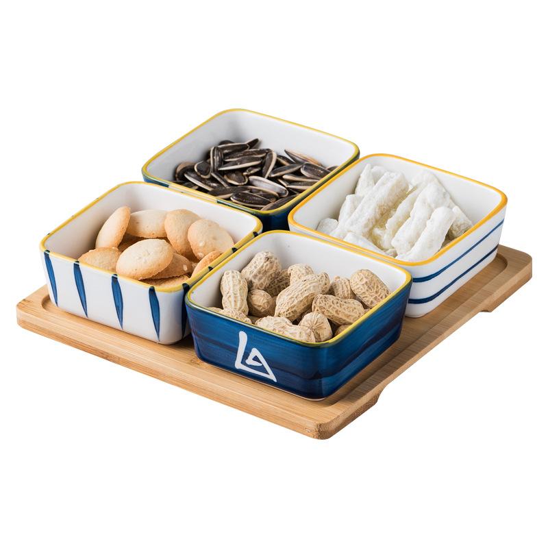 Japanese-style Ceramic Dish Square Snack Platter Sauce and Vinegar Dish Restaurant Tableware Kitchen Utensils Home Salad Bowl