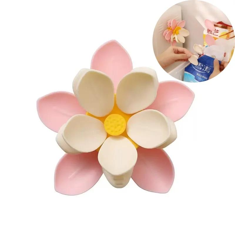 Bag Clips 10 Petals Food Creative Lotus Sealing Clip Magnetic Refrigerator Snack Double-layer Fixed Tongs Kitchens Accessories