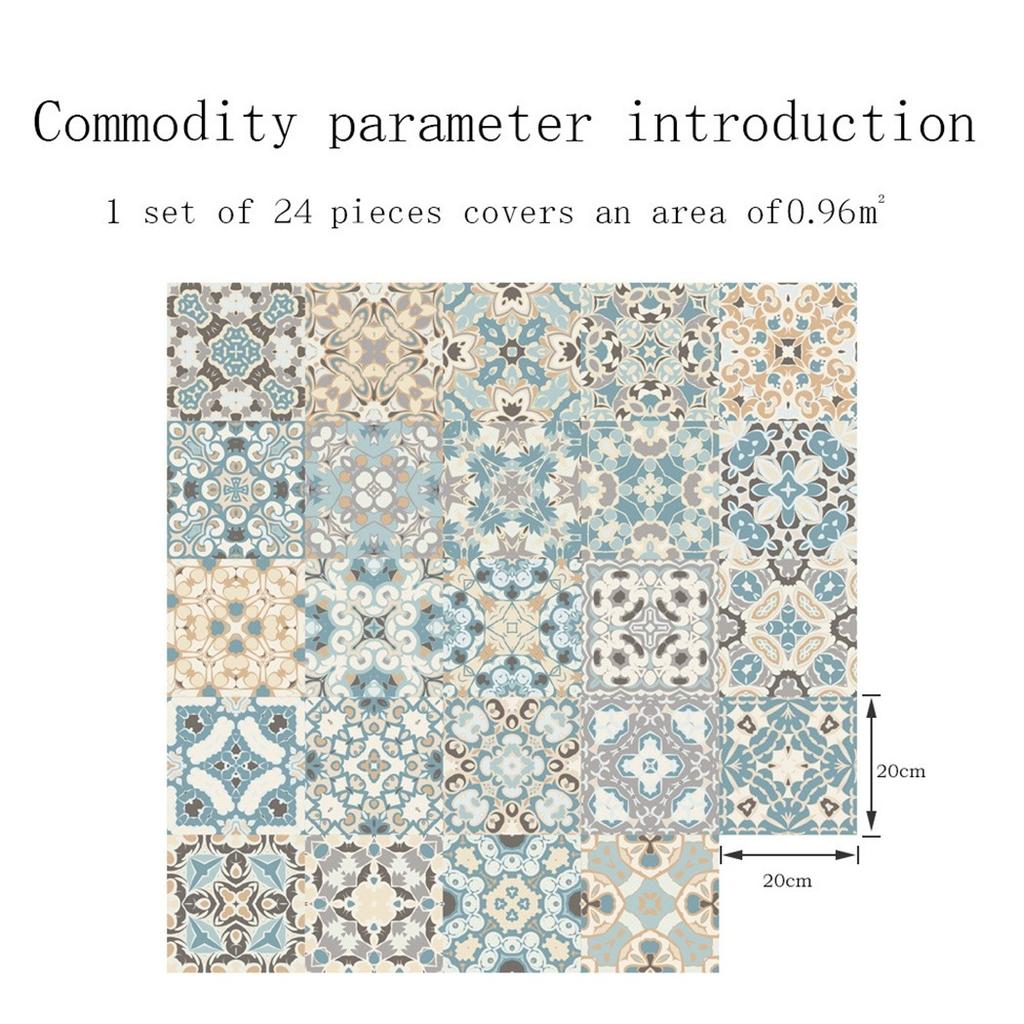 High Quality Tile Wall Stickers Moroccan Style for Kitchen Bathroom Set of 24