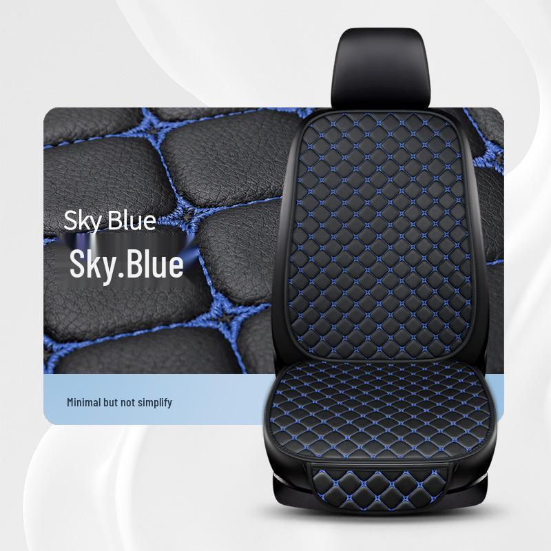 Universal Nappa Leather Car Seat Cushion: Star Embroidered, Backless, Non-Slip, Three-Piece Set