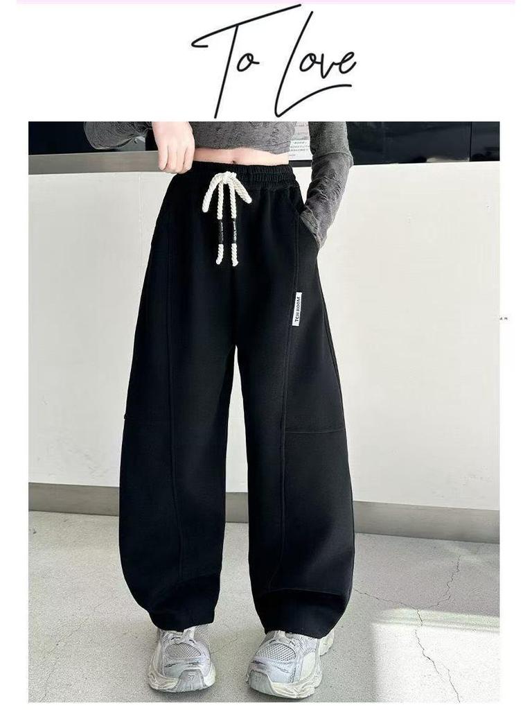 Girls' Wide-Leg Fleece Pants - Autumn/Winter Thickened Casual Sportswear