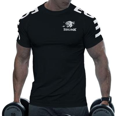 Anmur Pánské tréninkové fitness tričko s krátkým rukávem, Odvádějící vlhkost, Rychleschnoucí, Strečové, Sportovní oblečení, (Černá, XL)
