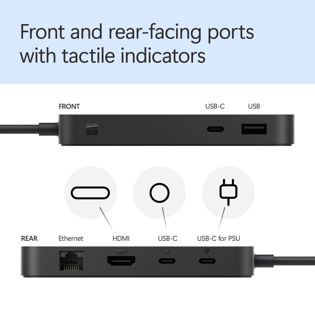 Microsoft Surface USB4 Dock Gigabit to Power Black – Ethernet, USB-C 2xUSB-C/1xUSB-A/HDMI (65W Dodávka) –