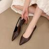 Women's Leather Pointed Toe Slingback Slip-on Flats Sandals Soft Comfortable Casual Female Summer Daily Footwear Shoes