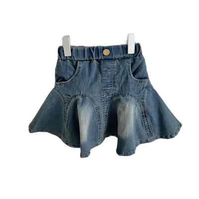 Kinder-Denim-Rock im koreanischen Stil mit Rüschen - Sommerliche Retro-Mode für Mädchen