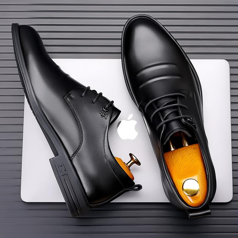 Fashion Authentic Leather Lace Up Oxfords Business Social Footwear New Classic Flats Luxury Brand Shoes Men's Elegant Black Dress Shoes