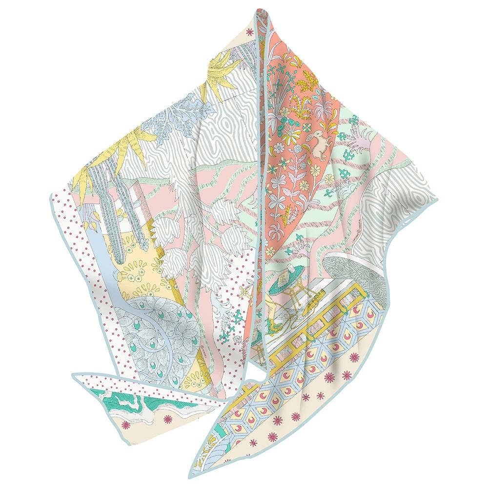 Spring And Autumn Triangle Twill Scarf Shawl Hijabs Luxury Plant Floral Printed Bandana Foulard Neckerchief For Ladies