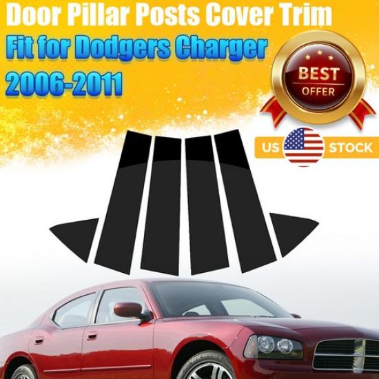 For Dodge Charger 2006-2011 6PCS Car Door Window Pillar Post Cover Trim Black