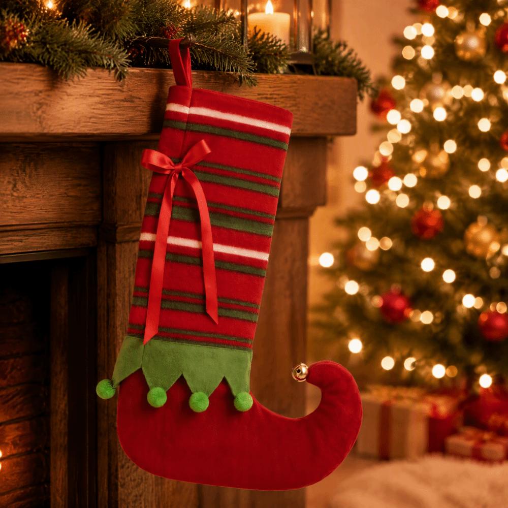 Stripe Christmas Stocking Gift Bag Pendant Xmas Tree Hanging Socks Christmas Elf Stocking Mall