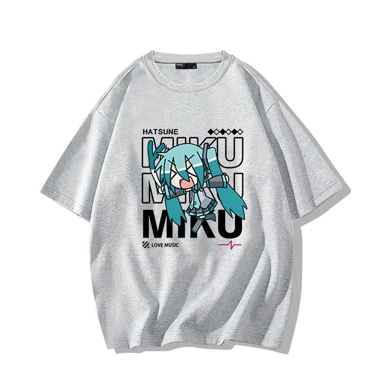 Diva Miku Hatsune Baumwoll-Kurzarm Herren Oversize T-Shirt für Teenager