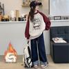 Girls' Fleece-Lined Sweatshirt - Stylish Thick Long Sleeve Top for Big Kids (Autumn/Winter)