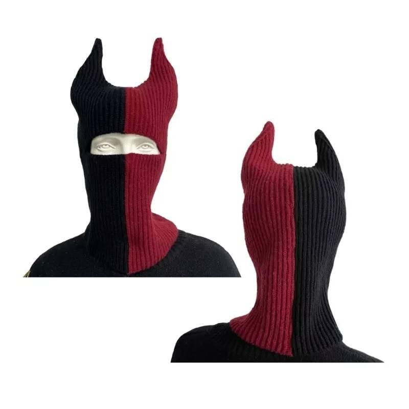Cozy And Stylish Knitted Beanie Hat With Horns For Halloween Fun And Winter Warmth