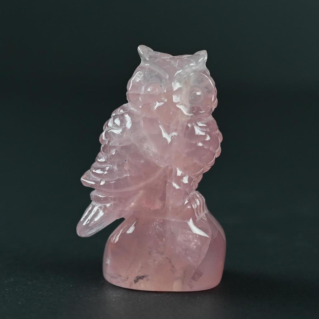 Rose Quartz Owl Sculpture 3cm x x 5cm 44g Natural Stone Power Stone Ornament Interior Decor Love Luck [Eigado] Size (width) 2.5cm (depth) (height)