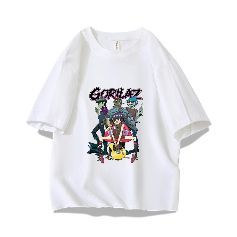 Music Band Gorillaz Punk Rock Print 100 Cotton T Shirt Unisex Women Summer 90s Oneck Cotton Short Sleeve Tshirt Vintage Y2K Tee
