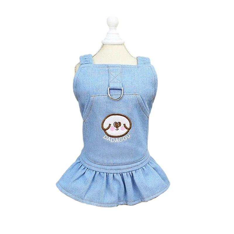 Puppy Denim Dress for Small Medium Dog Kitten Clothing Vest Spring Summer Yorkie Chihuahua Skirt Clothes Ropa Perro Pet Supplies