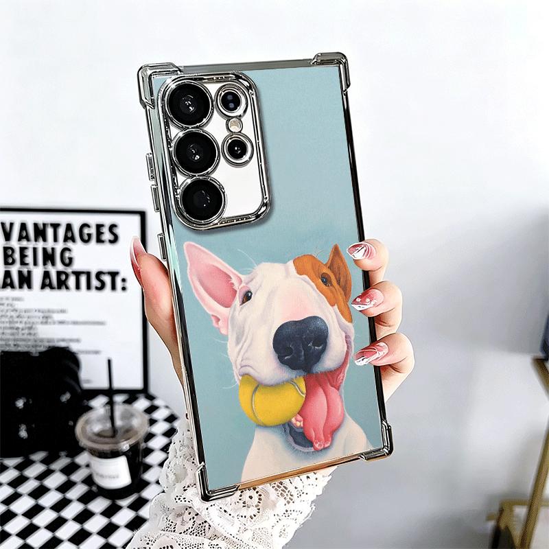 

Bull Terrier Dog Cute Puppies Plating Phone Case For Samsung Galaxy S24 S25 FE S26 Edge S23 Ultra S22 S21 Plus S20 Anti-Fall Air Samsung S22 Ultra