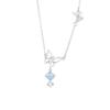 ANENJERY Hollow Butterfly Pendant Necklace for Women Silver Blue Stone Choker Necklaces Wedding Jewelry S-N718