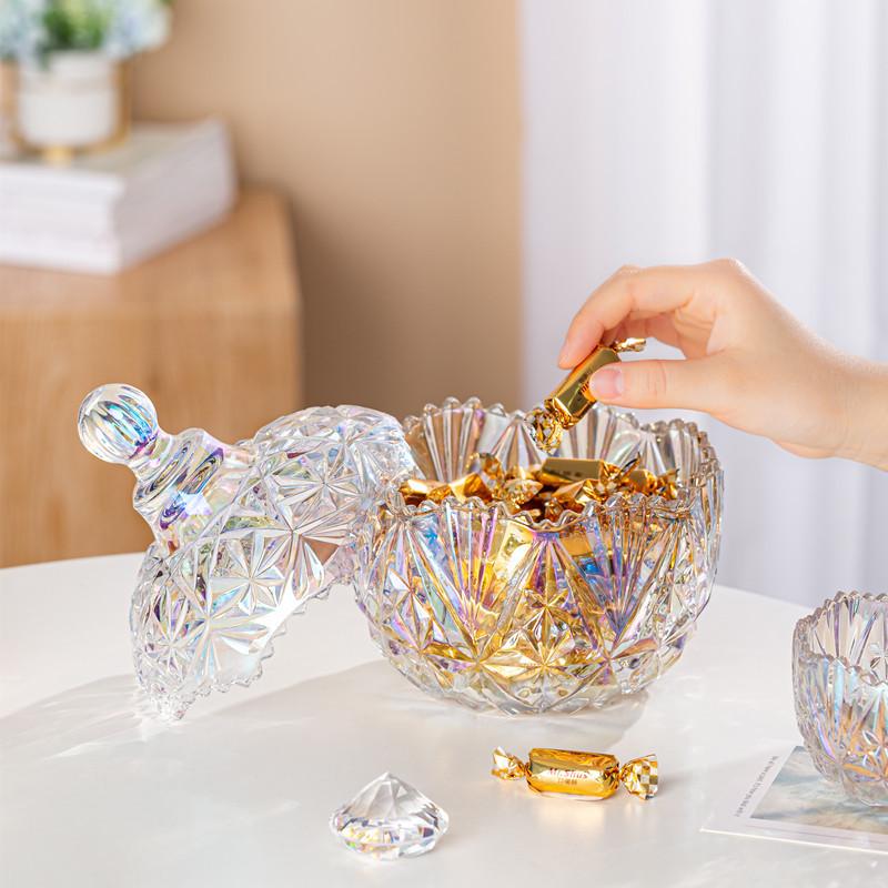 European Glass Candy Jar with Lid - Crystal Souvenir or Wedding Box, Large Sealed Roman Style Home Storage