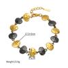European-Style Hammered Stainless Steel Oval Bracelet - Simple Color Block Design for Autumn/Winter Women's Accessories, High-End Feel
