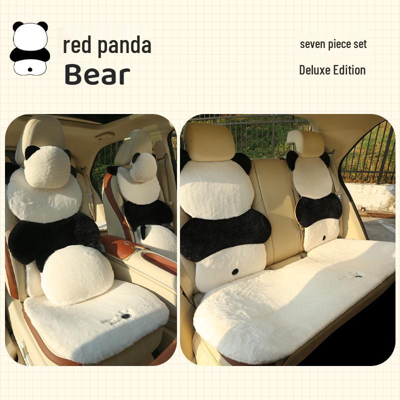 Luxury Faux Rabbit Fur Panda Car Seat Cushion - Universal Winter Cover