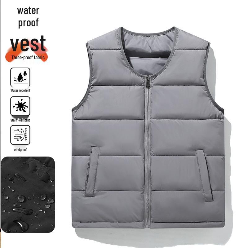 

Men s Round Neck Cotton Vest, Lightweight, Warm, Sleeveless Jacket - New Autumn/Winter Style XL сірий колір