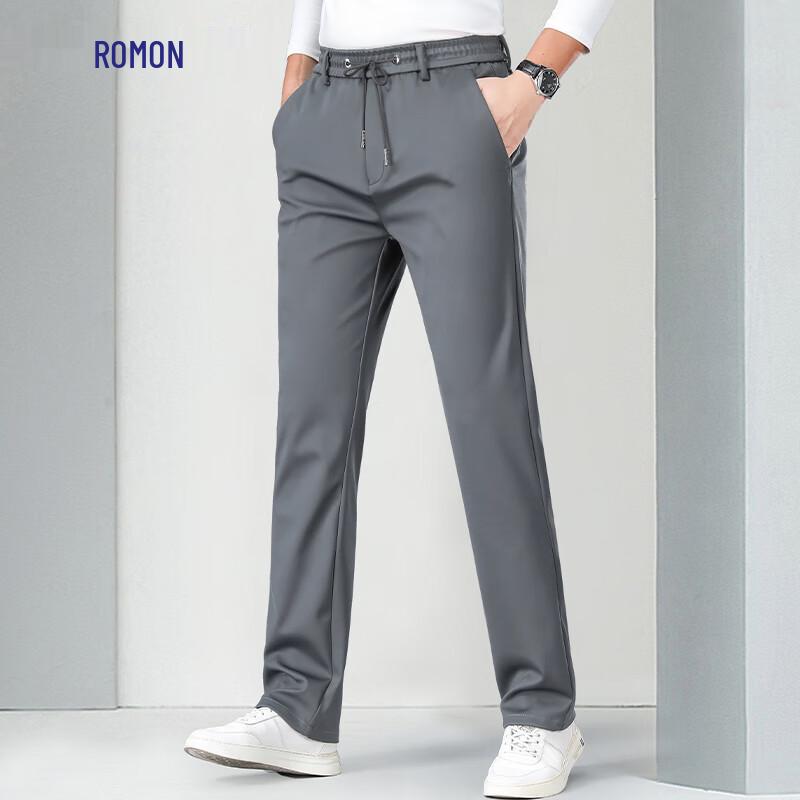 Romon Men's Summer Ice Silk Straight Leg Casual Pants