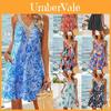 Summer Beach Dress V Neck Sleeveless With Tropical Print For Women