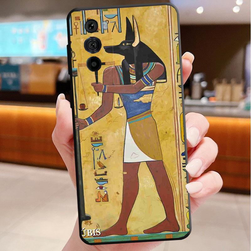 Phone Case For Motorola Edge 60 50 40 Pro 60 50 40 30 Ultra Neo Fusion Moto G Stylus G Egypt Pharaoh Cat Anubis