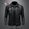 მამაკაცის ხელოვნური ტყავის ქურთუკი Windproof Motorcycle Bomber Jacket Slim Fit ზამთრის ქურთუკი