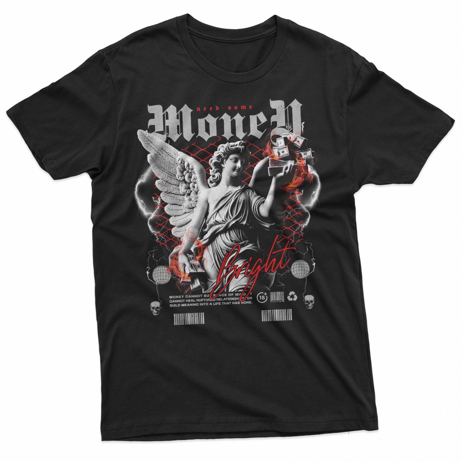 Angel Money Gothic Statue Streetwear T-Shirt S
