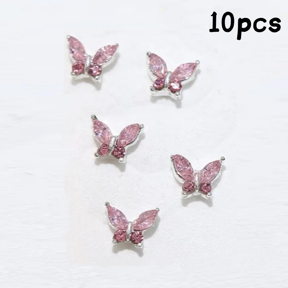 10pcs Alloy Butterfly Nail Art Charms 3D Stereoscopic Jewelry Manicure Decoation DIY Nail Rhinestones Gems Accessories