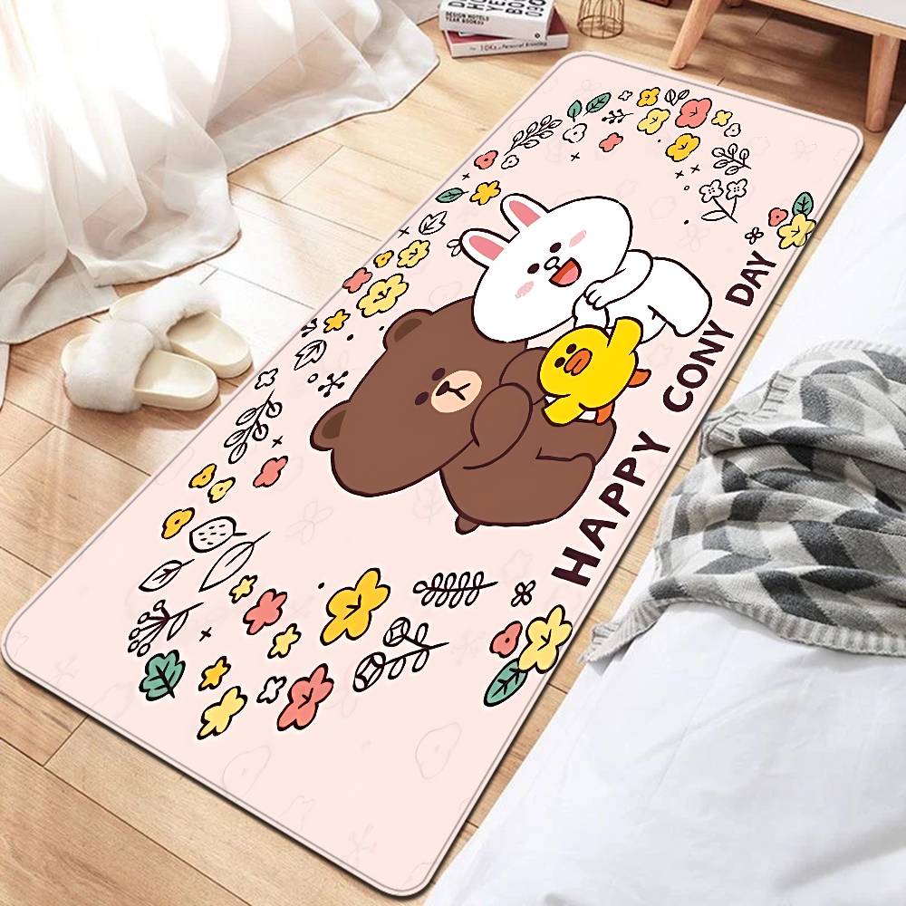 Lines Friends Brown Bear Bathroom Mat INS Style Soft Bedroom Floor House Laundry Room Mat Anti-skid Welcome Doormat