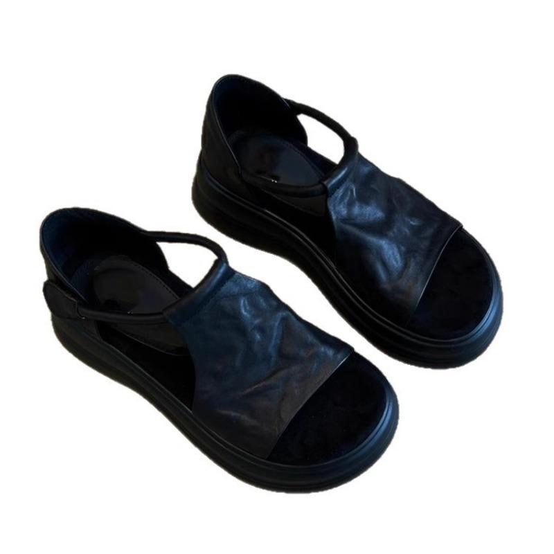 Increase! Retro Casual Hollow Muffin Platform Sandals Women's Fashion Summer New Versatile Small Shoes