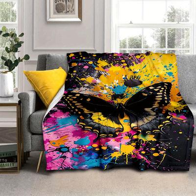 1 Manta con Estampado de Mariposas, Manta de Franela, Manta Suave y Cálida para Siesta, Sofá, Oficina, Cama, Acampada, Viaje
